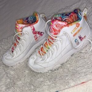 Fila White Sneakers with Multicolor Paisley Inner Lining